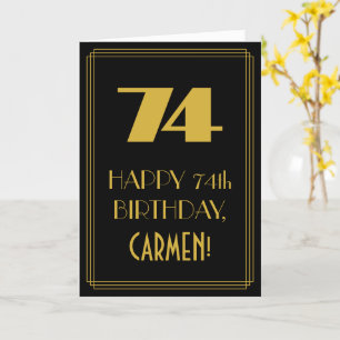 74th Birthday – Art Deco Inspired Look "74" & Name Card