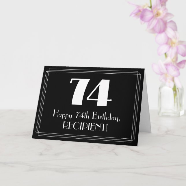 74th Birthday ~ Art Deco Inspired Look "74", Name Card (Orchid)