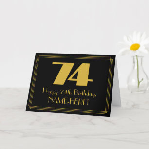 74th Birthday: Art Deco Inspired Look "74" & Name Card