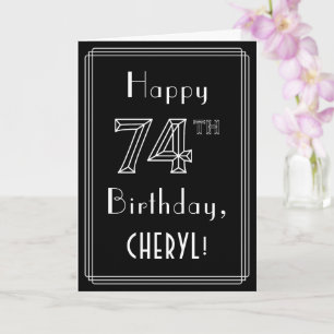 74th Birthday: Art Deco Style # 74 & Custom Name Card