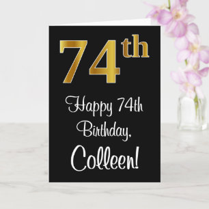 74th Birthday ~ Elegant Luxurious Faux Gold Look # Card