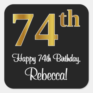 74th Birthday – Elegant Luxurious Faux Gold Look # Square Sticker