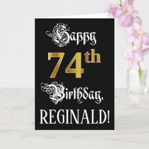 74th Birthday — Fancy Script; Faux Gold Look; Name Card