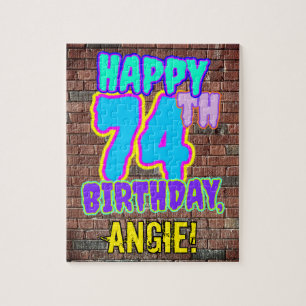 74th Birthday ~ Fun, Urban Graffiti Inspired Look Jigsaw Puzzle