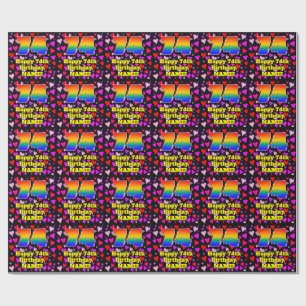 74th Birthday: Loving Hearts Pattern, Rainbow # 74 Wrapping Paper