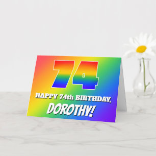 74th Birthday: Multicolored Rainbow Pattern # 74 Card