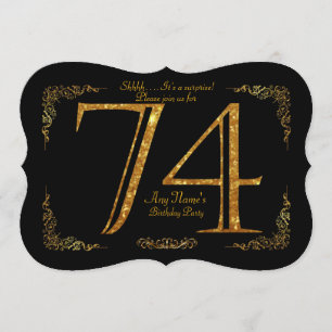 74th,Birthday party 74th,great Gatsby,black & gold Invitation