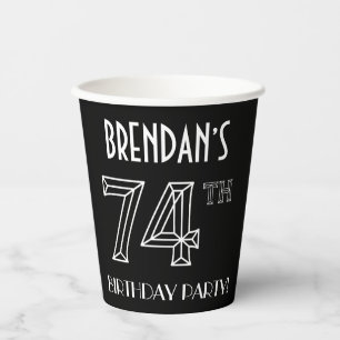 74th Birthday Party: Art Deco Style + Custom Name Paper Cups