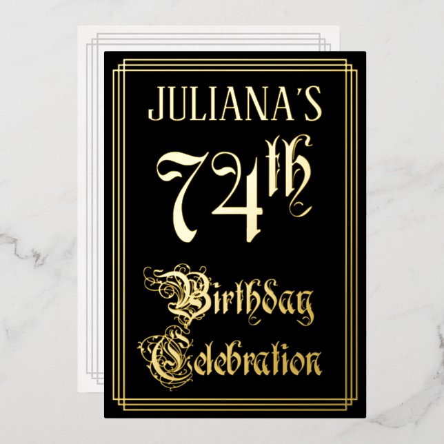 74th Birthday Party — Fancy Script & Custom Name (Front/Back)