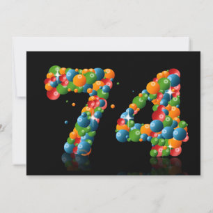 74th Birthday party, with bubbles and balls Invitation