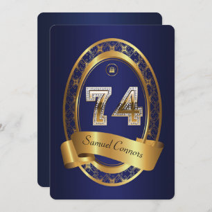 74th,birthday party woman man,elegant colour invitation