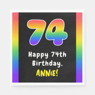 74th Birthday: Rainbow Spectrum # 74, Custom Name Napkin