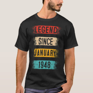 74th Birthday Retro Vintage Legend Since January 1 T-Shirt
