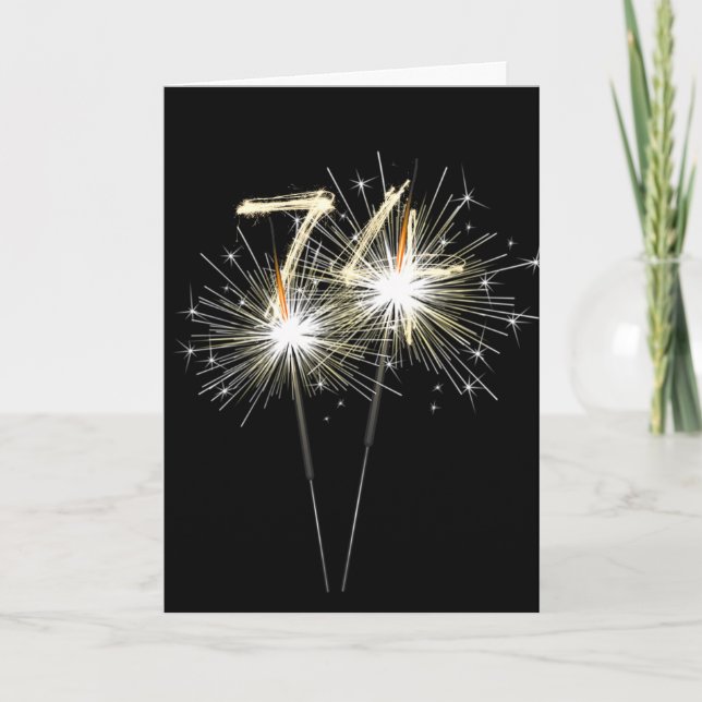 74th Birthday Sparklers on Black Card (Front)