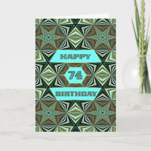 74th Birthday with Green Abstract Design Card