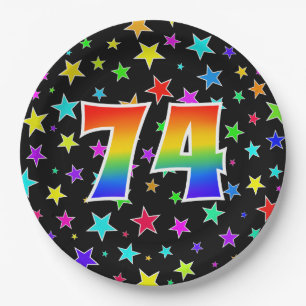 74th Event: Bold, Fun, Colourful Rainbow 74 Paper Plate
