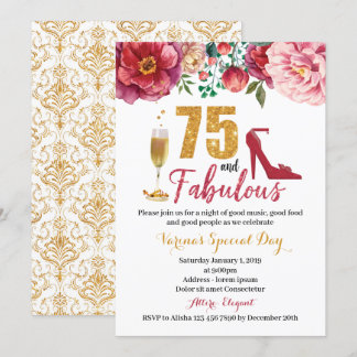 75 and Fabulous Birthday Invitation for Women
