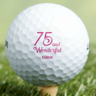 75 and Wonderful Friend Gift, Floral Script Design Golf Balls