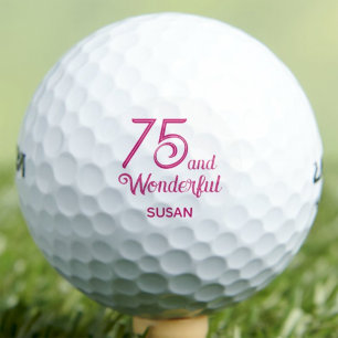 75 and Wonderful Gift for Cousin – Pink Script Golf Balls