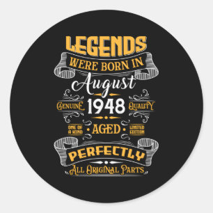 75 Awesome Made In August 1948 75Th Classic Round Sticker