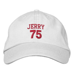 75 Birthday Custom Name Red Embroidery V16 Embroidered Hat