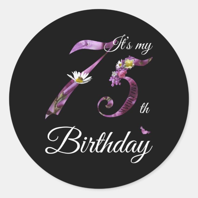 75 Floral 1948 It'S My 75Th Classic Round Sticker (Front)