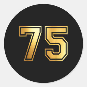 75 Number Seventy-Five Team Sports Graphic Varsity Classic Round Sticker