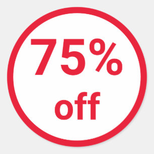 75% Off Bright Red Sale Ticket Classic Round Sticker