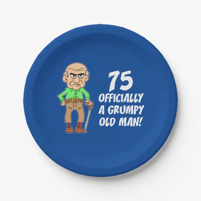 75 Officially A Grumpy Old Man Paper Plate (Front)
