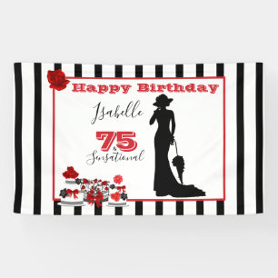 75 & SENSATIONAL 75th Birthday Banner Stripes