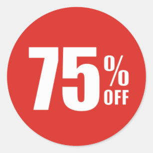 75% Seventy Five Percent OFF Discount Sale Sticker