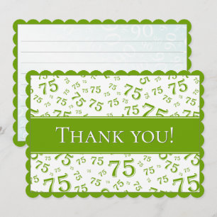 75 "Thank you!" Green/White Number Pattern Thank You Card