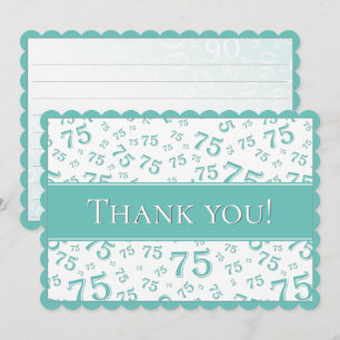 75 "Thank you!" Teal/White Number Pattern Thank You Card