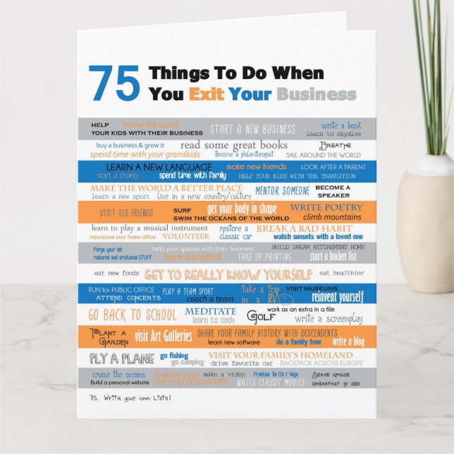 75 Things to Do After You Retire or Sell Business Card (Front)
