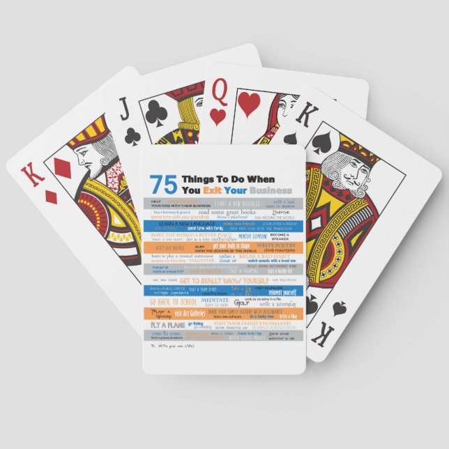 75 Things to Do After You Retire or Sell Business Playing Cards (Back)