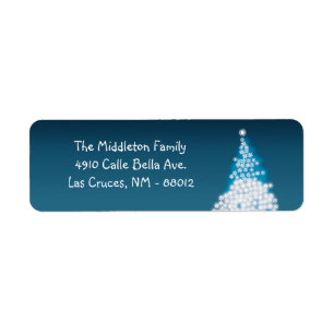 .75"x2.25" Blue White XMAS Tree Return Label