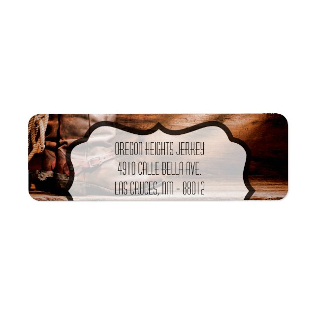 .75"x2.25" Business Address Label Cowboy Boots Bar (Front)
