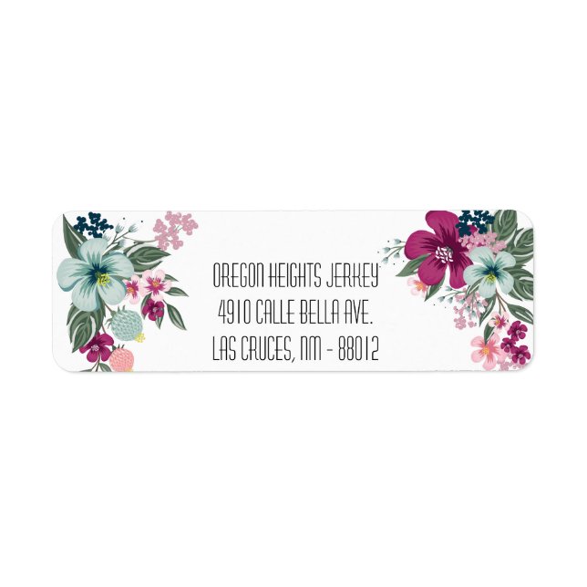 .75"x2.25" Business Address Label Tropical Flowers (Front)