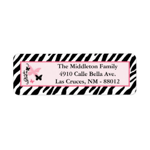 .75"x2.25" Butterfly Zebra Return Address Label