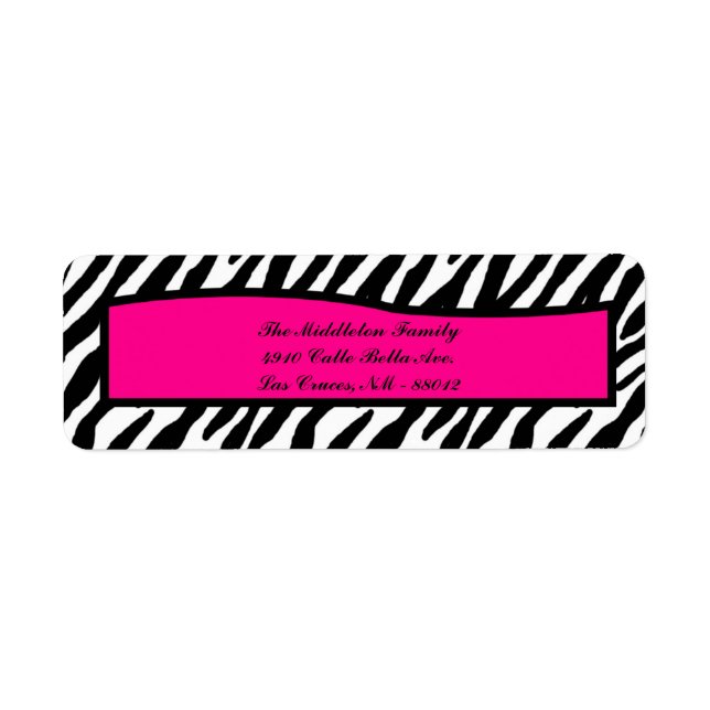 .75"x2.25" Hot Pink Zebra Return Address Label (Front)