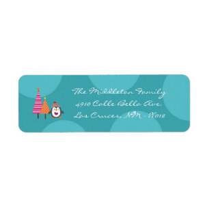 .75"x2.25" Modern Penguin Tree Return Label