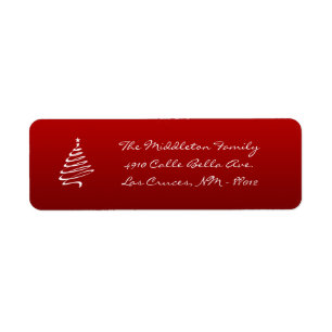 .75"x2.25" Red White XMAS Tree Return Label
