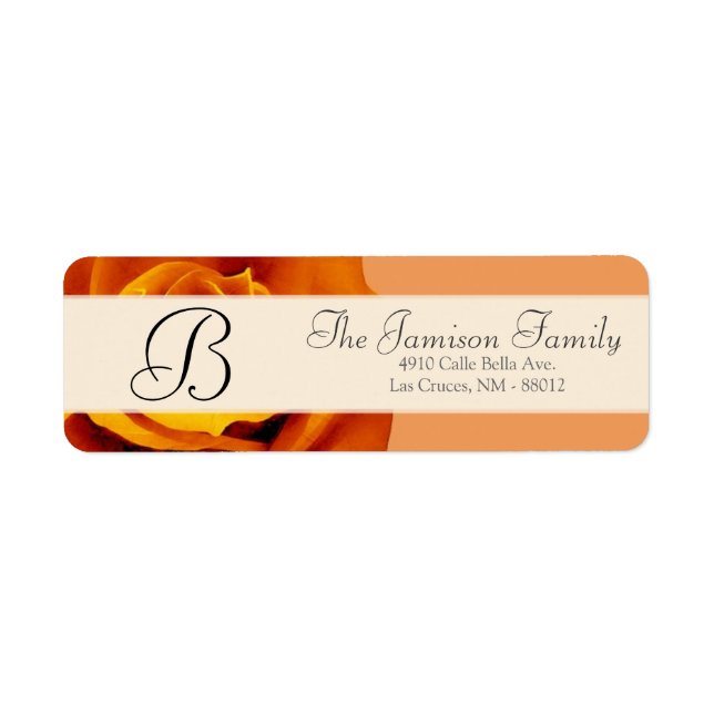 .75"x2.25" Return Address Burnt Orange Rose (Front)