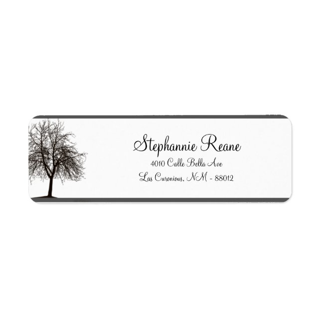 .75"x2.25" Return Address Grey Winter Trees Snow (Front)