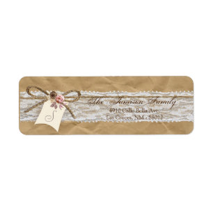 .75"x2.25" Return Address Kraft Paper Lace Twine