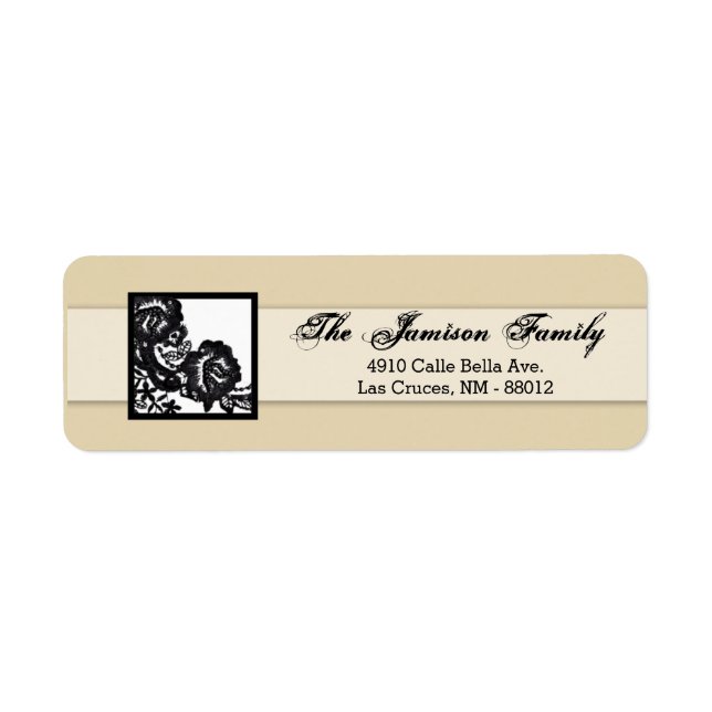 .75"x2.25" Return Address Label Black Lace Damask (Front)