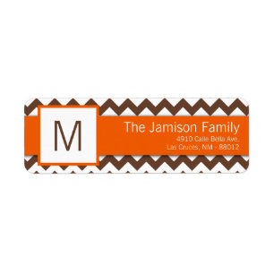 .75"x2.25" Return Address Label Brown Orang Chevro