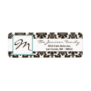 .75"x2.25" Return Address Label Brown Tiffa Damask