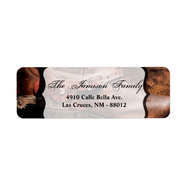 .75"x2.25" Return Address Label Cowboy Boots Barn (Front)