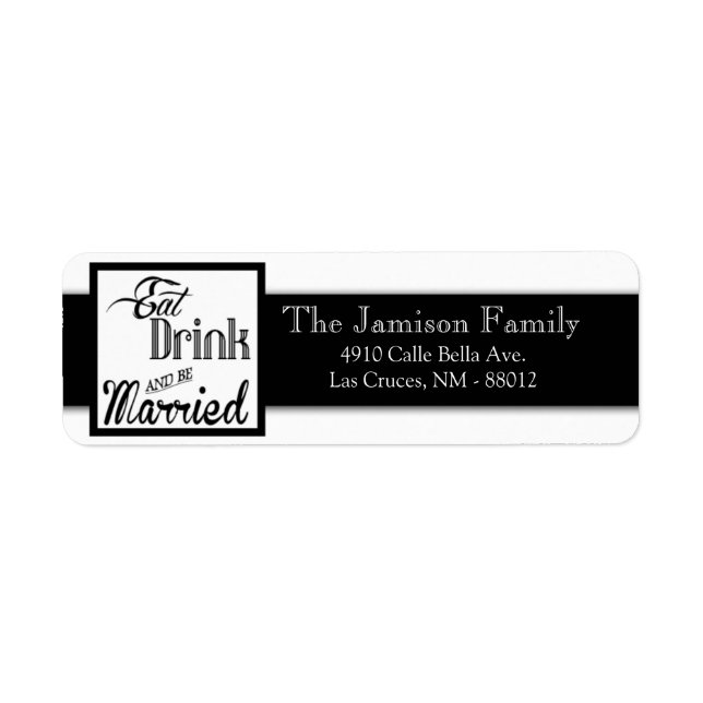 .75"x2.25" Return Address Label Eat Drink Married (Front)